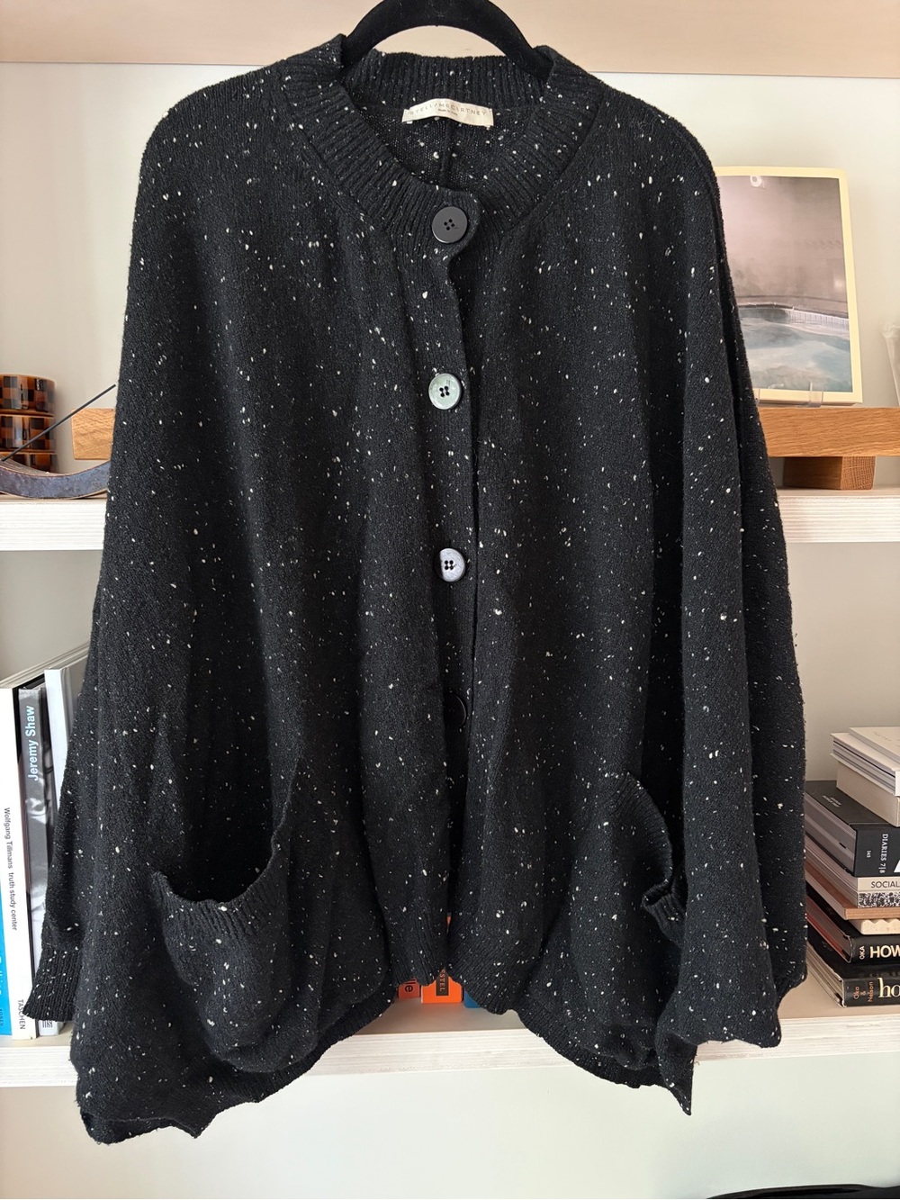 Stella McCartney Black Speckled Poncho Cardigan